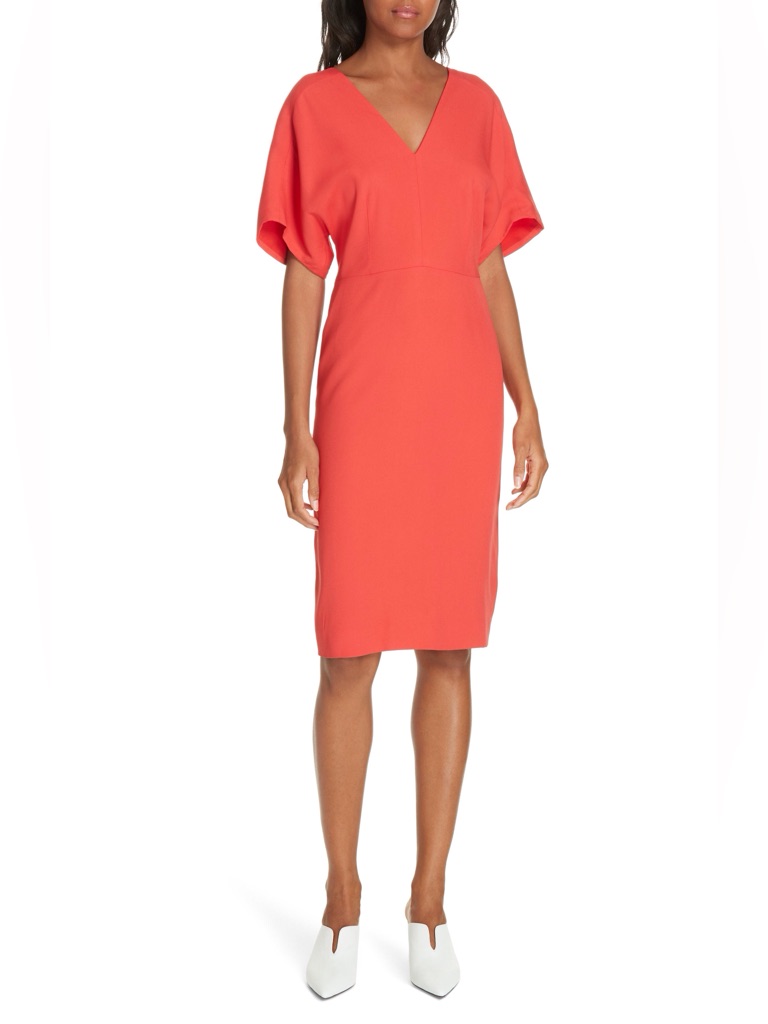 Lewit / Red V-Neck Crepe Sheath Dress - Sz 12 - Nwt